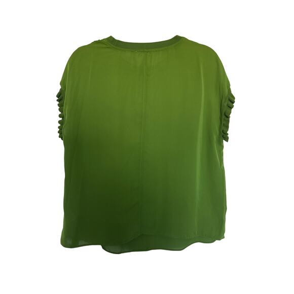 T Tahari Lettuce Edge Popover Blouse, L - Picture 2 of 5